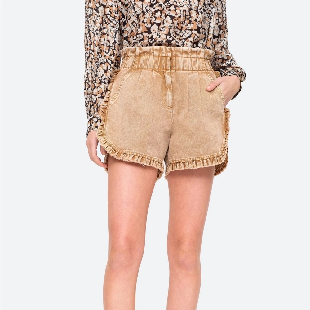 Sea New York Idun Denim Ruffle Shorts